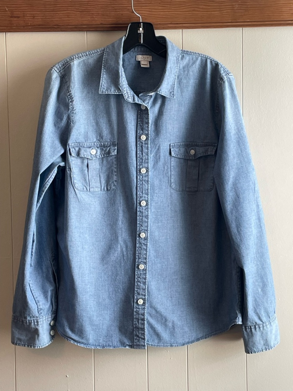 J. Crew Factory Chambray Roll Tab Long Sleeve Button Up Shirt